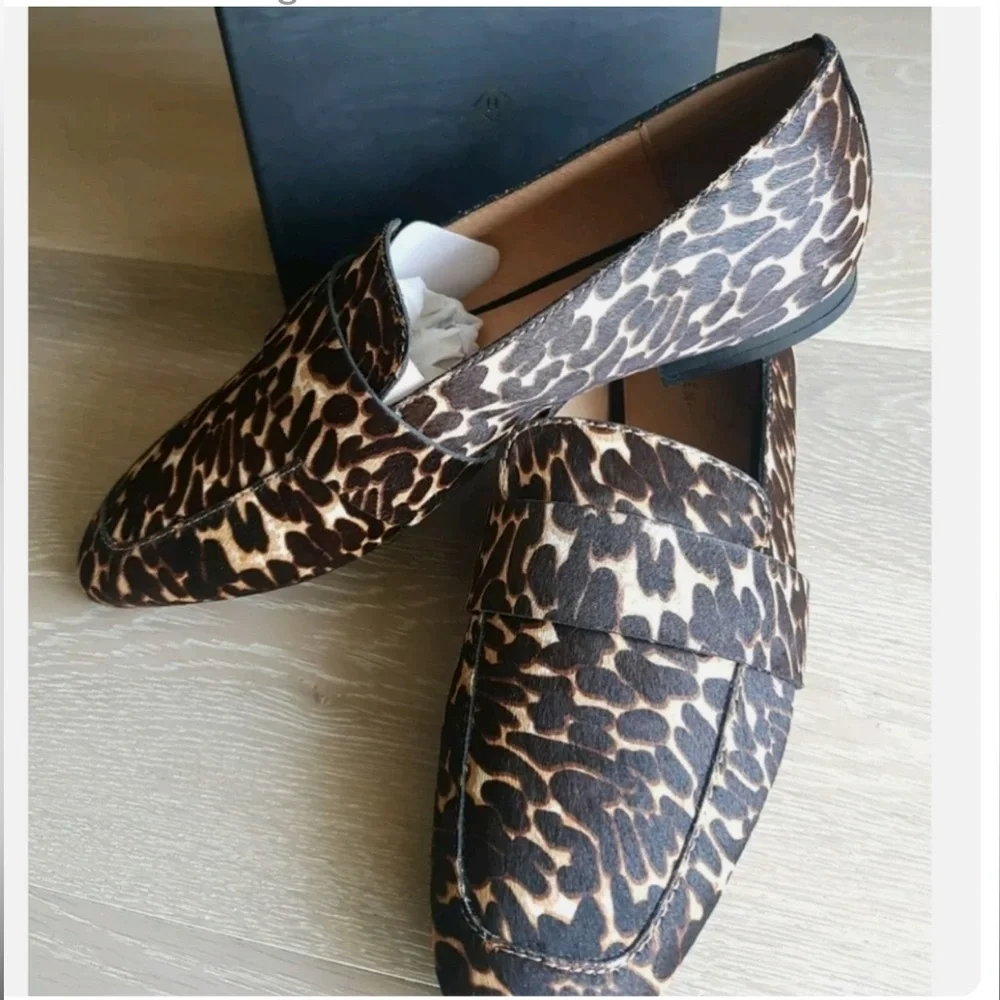 Halogen Lucy loafers shoes animal print calf hair women NEW 8.5m
